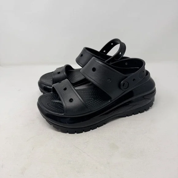 Crocs Mega Crush Black Platform Lug Sole Sandals Size 10 Chunky Streetwear Bold - Picture 1 of 9
